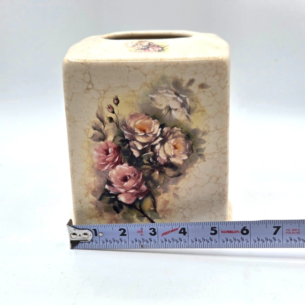 Athena Pottery Roseland Ceramic Tissue Box Cover Shabby Chic Cottage Core - Picture 5 of 5